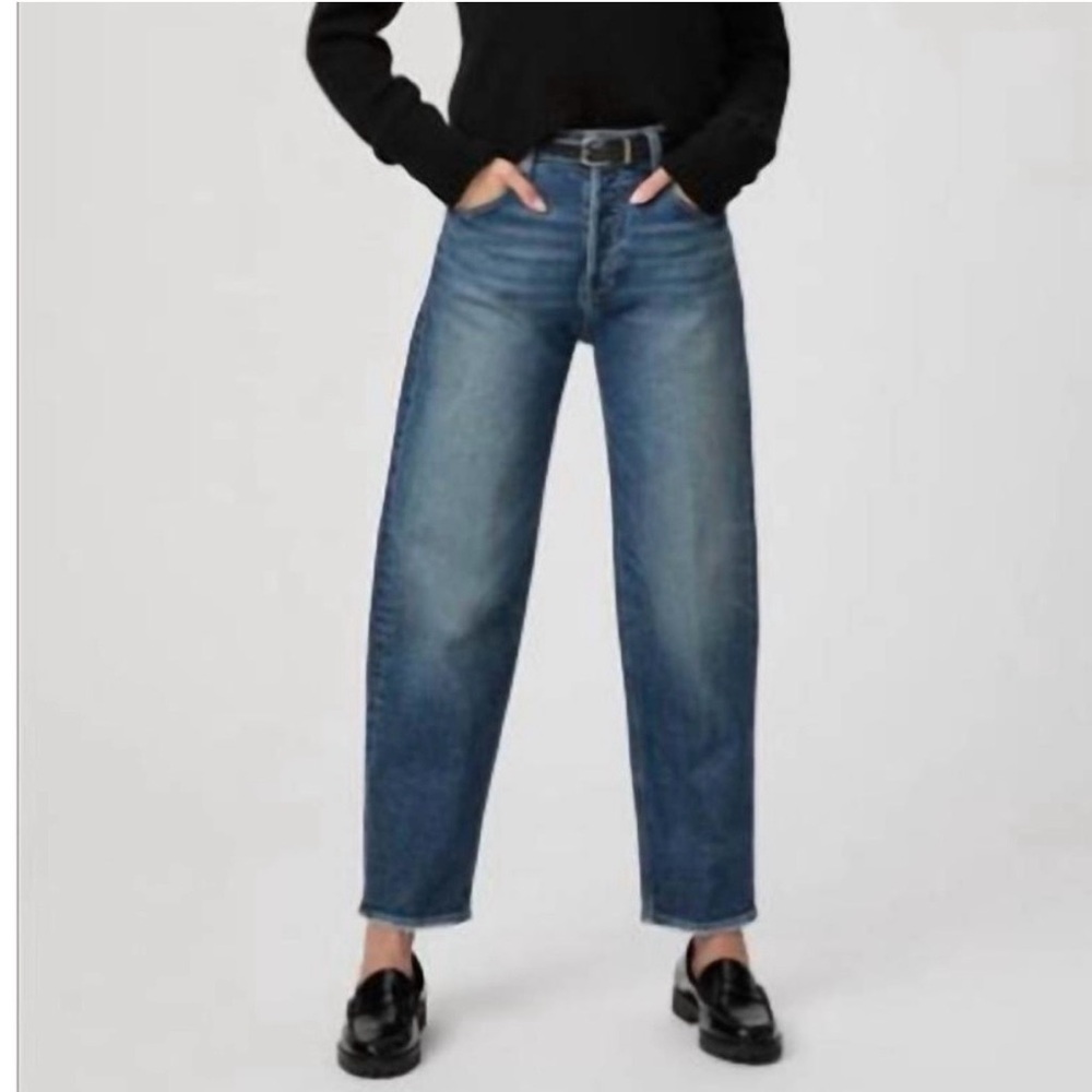 Paige Alexis High Waist Barrel Leg  Jeans Lovejoy Distressed Women’s Size 25